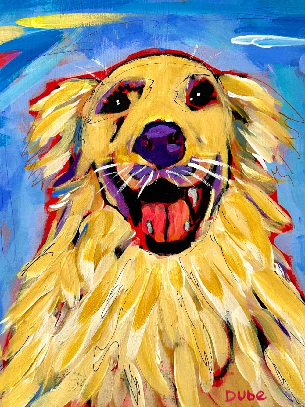 Original Golden Retriever Painting | Pop Art Dog Portrait, 12x12